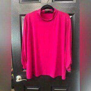 Fushia sleek feel mock neck top